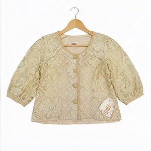 Vintage Trudy Jr. of California Ivory Crochet Top  Sz. Small  Deadstock